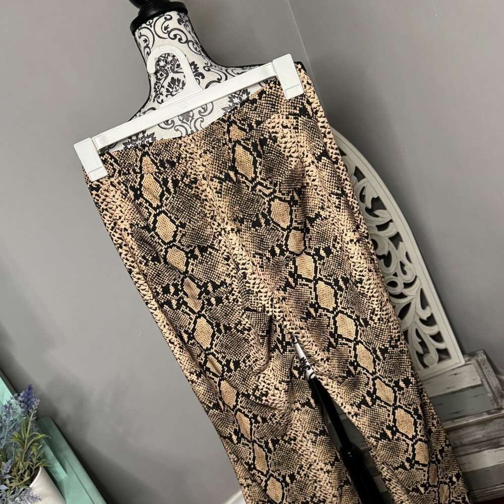 Zara Snakeskin Flare Trouser Pant Size Small Blogger Favorite Boho Festival - Picture 8 of 13